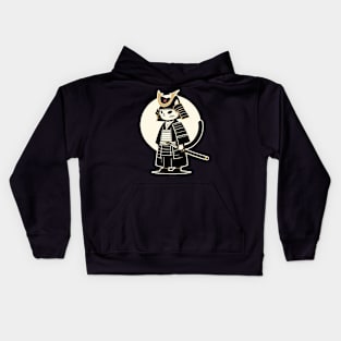 Kawaii Cat Anime Japanese Retro Samurai Novelty Funny Cat Kids Hoodie